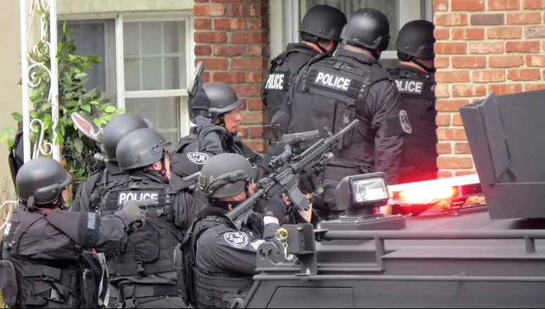 swat team responding to a swatting